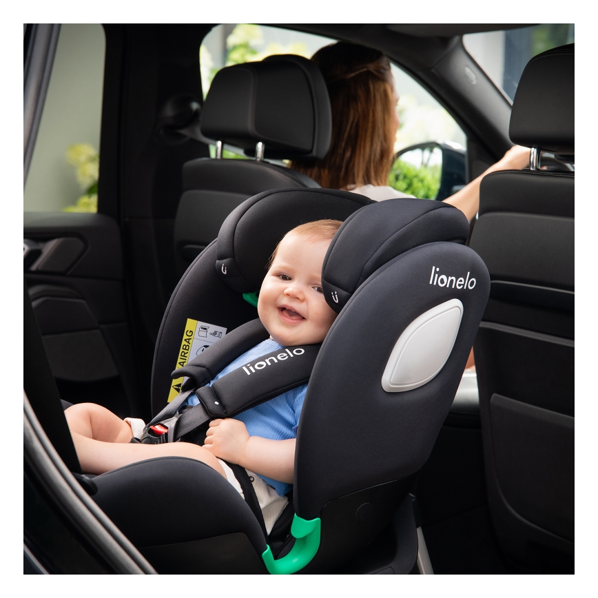 Lionelo - Drehbarer Kindersitz mit Basis BRAAM AIR i-Size 40-150 cm Schwarz Carbon