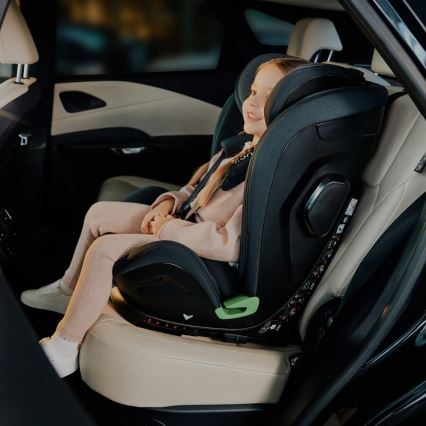 Lionelo - Drehbarer Kindersitz mit Basis HARPER i-Size 76-150 cm Schwarz/Carbon