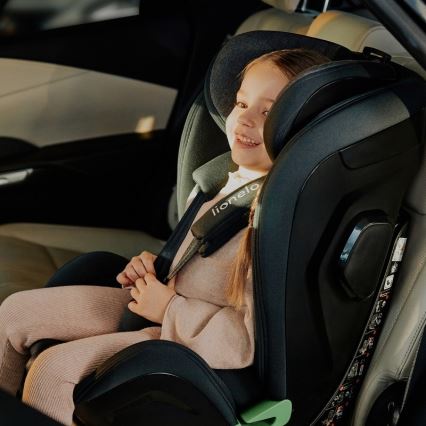 Lionelo - Drehbarer Kindersitz mit Basis HARPER i-Size 76-150 cm Schwarz/Carbon