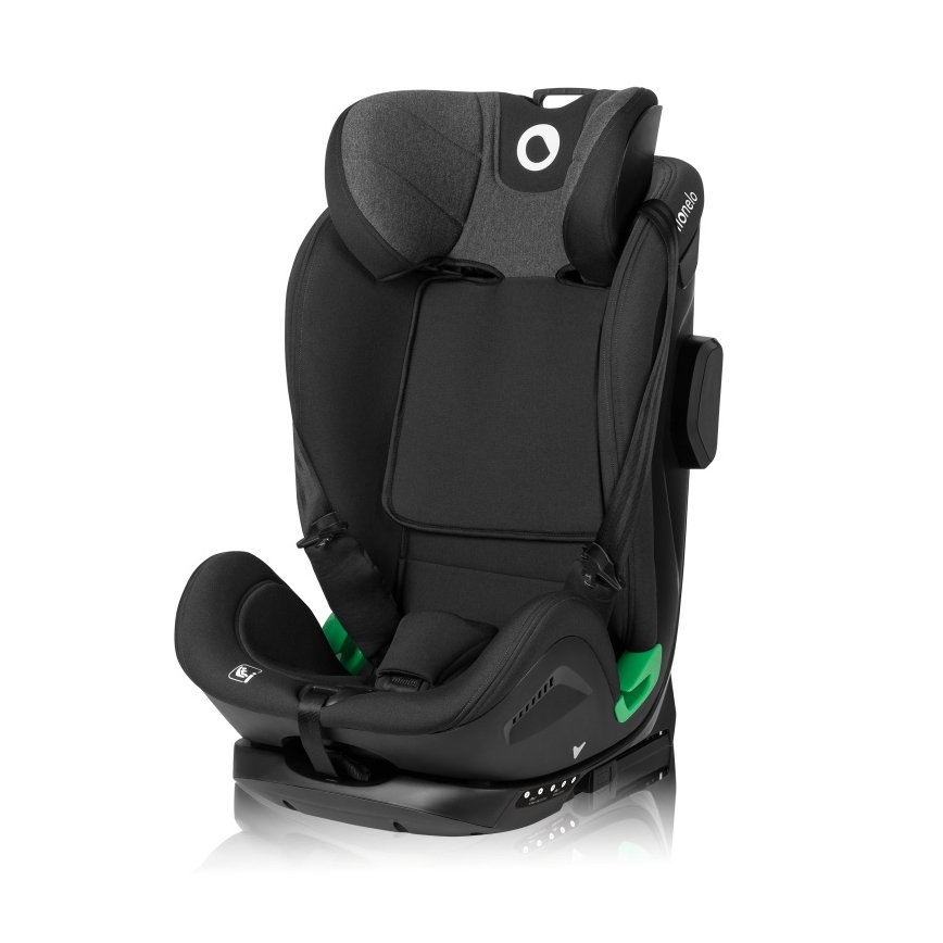 Lionelo - Drehbarer Kindersitz mit Basis HARPER i-Size 76-150 cm Schwarz/Carbon