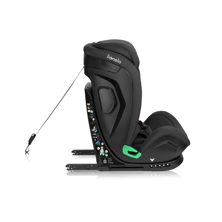 Lionelo - Drehbarer Kindersitz mit Basis HARPER i-Size 76-150 cm Schwarz/Carbon