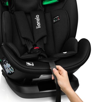 Lionelo - Drehbarer Kindersitz mit Basis LAVENDER i-Size 76-150 cm Carbon-Schwarz