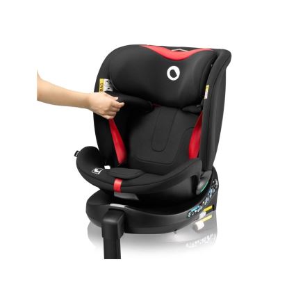 Lionelo - Drehbarer Kindersitz mit Basis NAVY i-Size 40-150 cm Schwarz/Rot
