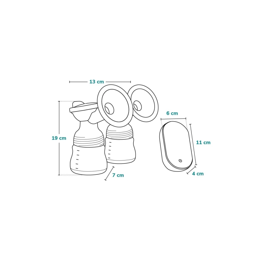 Lionelo - Elektrische, wiederaufladbare Doppel-Milchpumpe für Muttermilch TWEE GO 5V 1100 mAh 150 ml