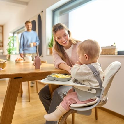 Lionelo - Esstischstuhl für Kinder 2-in-1 DALIA weiß/grau