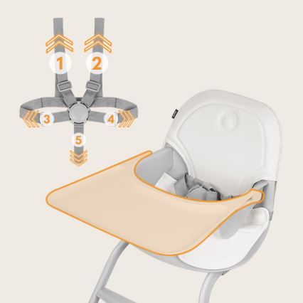 Lionelo - Esstischstuhl für Kinder 2-in-1 DALIA weiß/grau