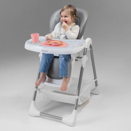 Lionelo - Esstischstuhl für Kinder LINN PLUS weiß/grau