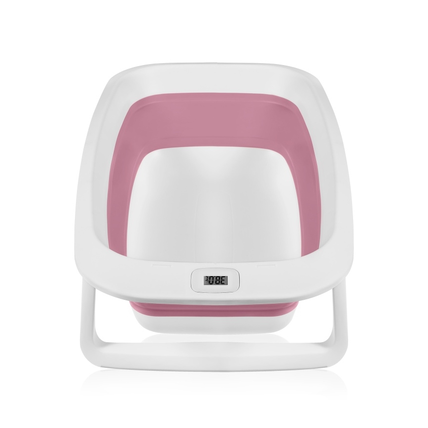 Lionelo - Faltbare Baby-Badewanne mit Thermometer BABY BUBBLE 2x LR44 Magnolienrosa