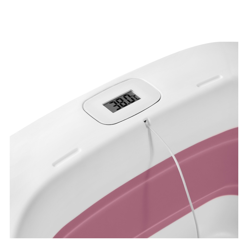 Lionelo - Faltbare Baby-Badewanne mit Thermometer BABY BUBBLE 2x LR44 Magnolienrosa