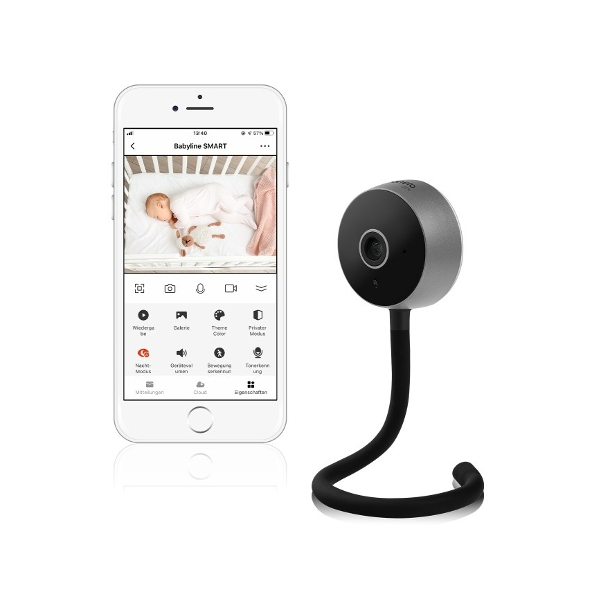 Lionelo - Intelligentes Babyphone BABYLINE SMART Wi‑Fi Schwarz