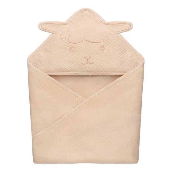 Lionelo - Kapuzentuch für Kinder MUSLIN HOODED TOWEL Beige Cappuccino