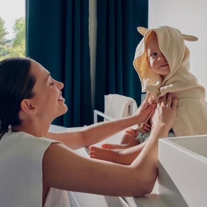 Lionelo - Kapuzentuch für Kinder MUSLIN HOODED TOWEL Beige Cappuccino