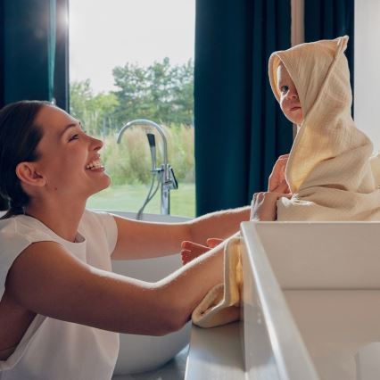 Lionelo - Kapuzentuch für Kinder MUSLIN HOODED TOWEL Beige Cappuccino