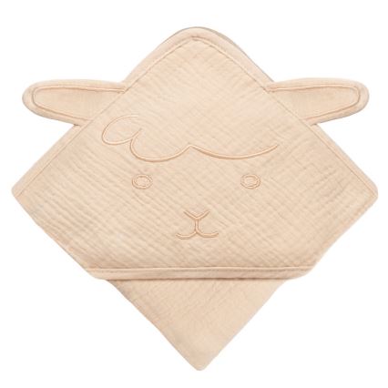 Lionelo - Kapuzentuch für Kinder MUSLIN HOODED TOWEL Beige Cappuccino