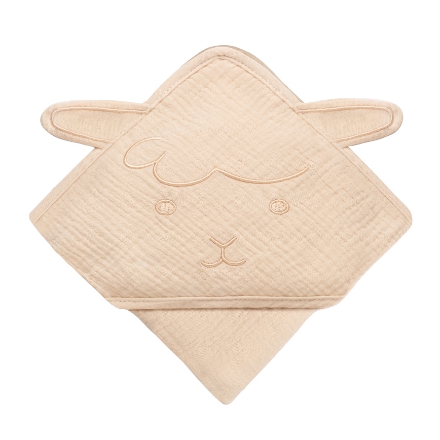Lionelo - Kapuzentuch für Kinder MUSLIN HOODED TOWEL Beige Cappuccino