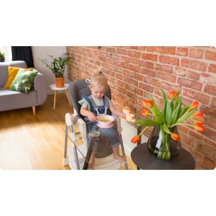 Lionelo - Kinder-Essstuhl LINN PLUS weiß/grau