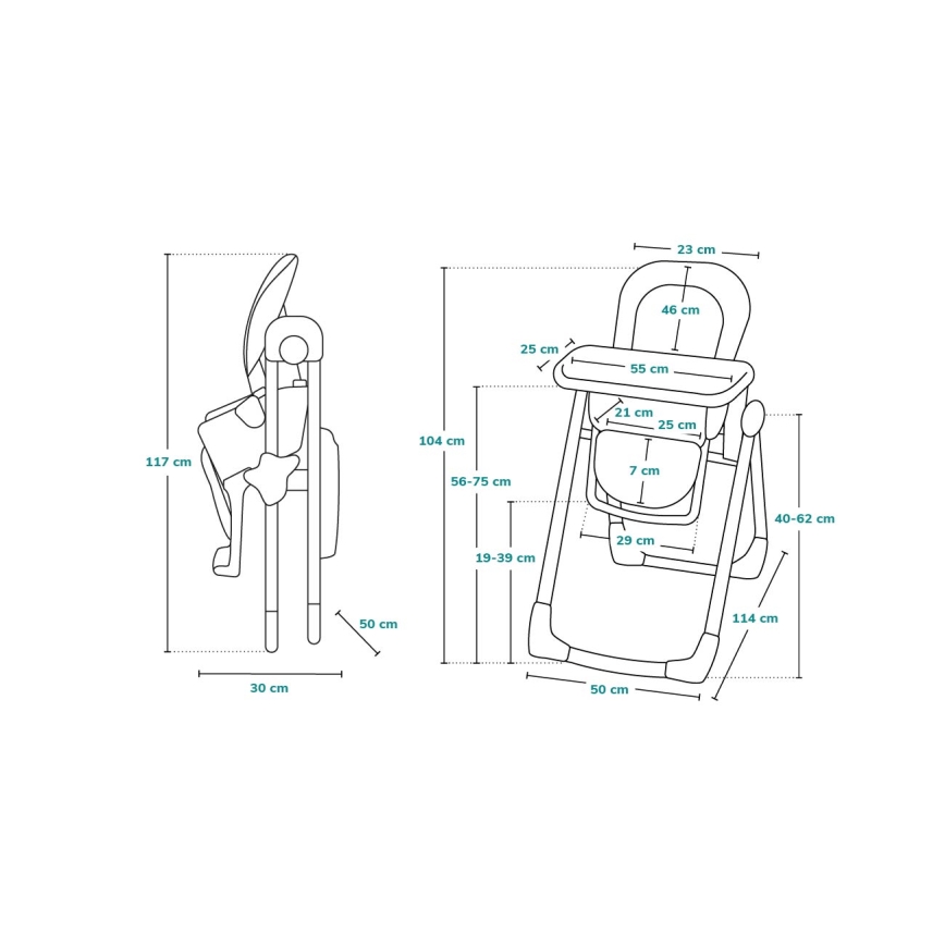 Lionelo - Kinder-Essstuhl LINN PLUS weiß/grau