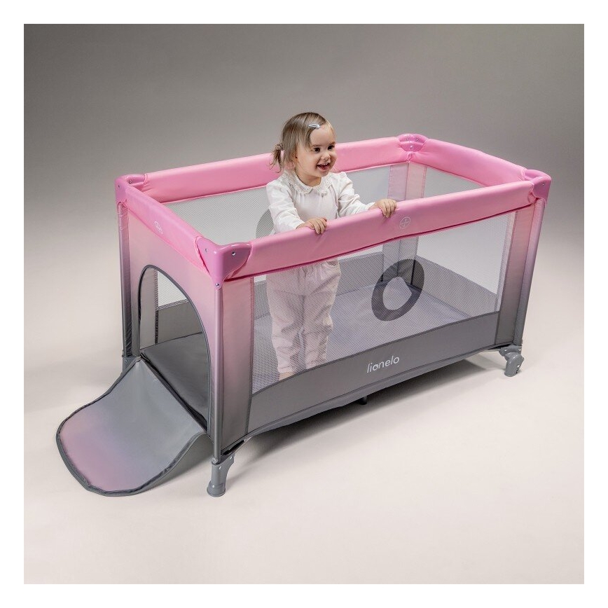 Lionelo - Kinder-Reisebett STEFI rosa/grau