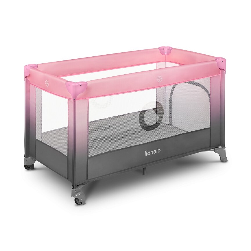 Lionelo - Kinder-Reisebett STEFI rosa/grau