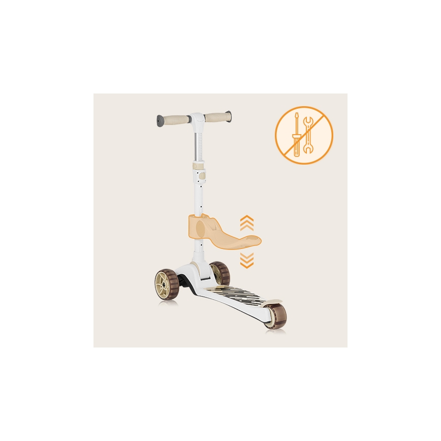 Lionelo - Kinder-Scooter 2-in-1 FRANKY weiß/beige