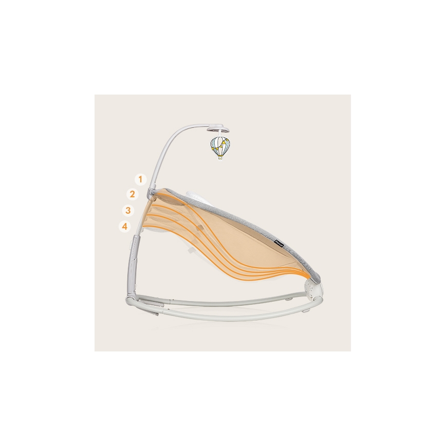 Lionelo - Kinder-Vibrationswippe mit Melodie PASCAL 2xAA grau