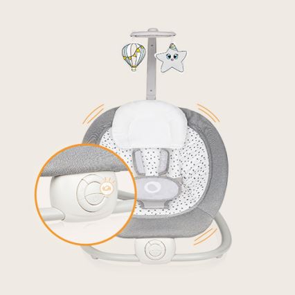 Lionelo - Kinder-Vibrationswippe mit Melodie PASCAL 2xAA grau