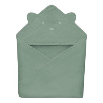 Lionelo - Kinderhandtuch mit Kapuze MUSLIN HOODED TOWEL Grüne Wald