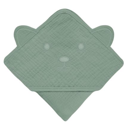 Lionelo - Kinderhandtuch mit Kapuze MUSLIN HOODED TOWEL Grüne Wald