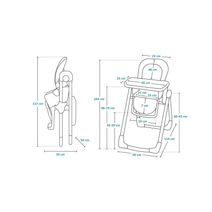 Lionelo - Kinderhochstuhl LINN PLUS weiß/beige