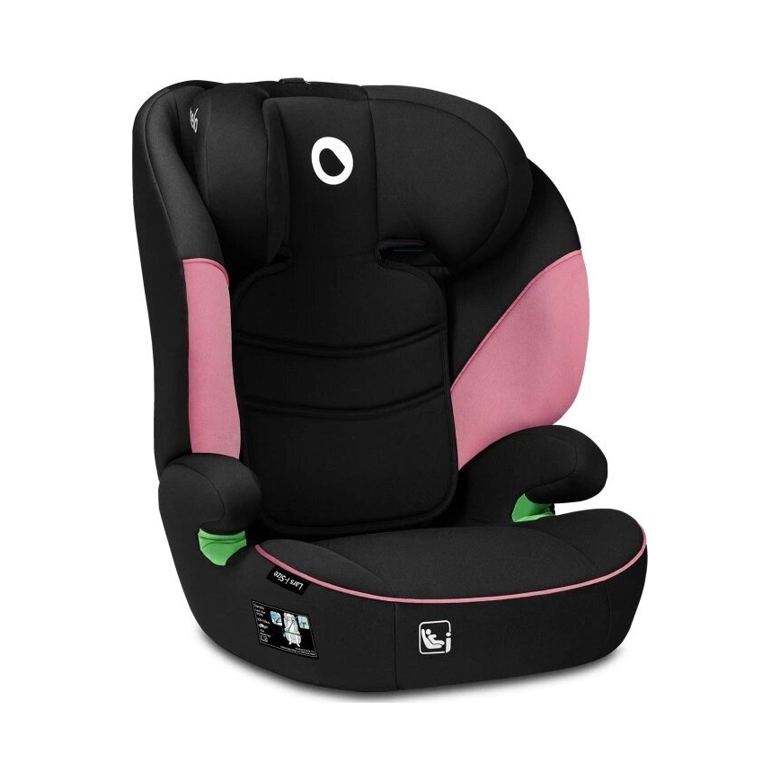 Lionelo - Kindersitz LARS i-Size für 100–150 cm, Schwarz/Rosa