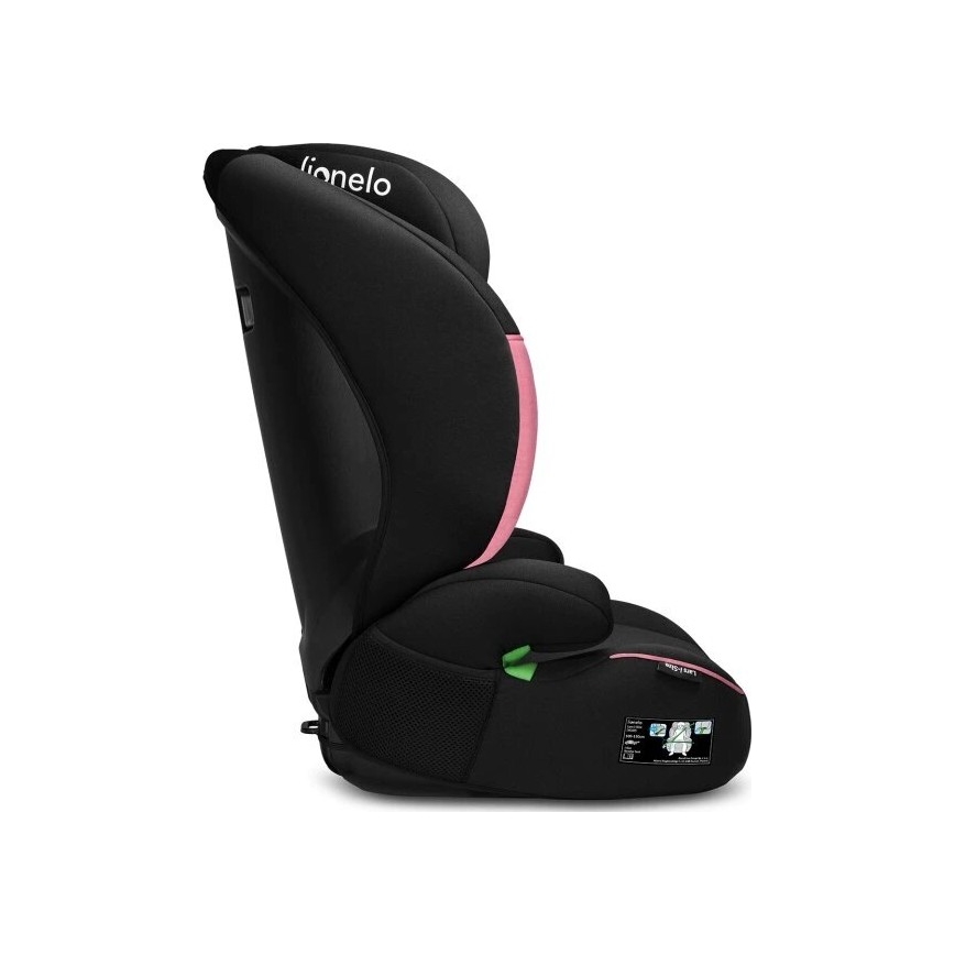Lionelo - Kindersitz LARS i-Size für 100–150 cm, Schwarz/Rosa