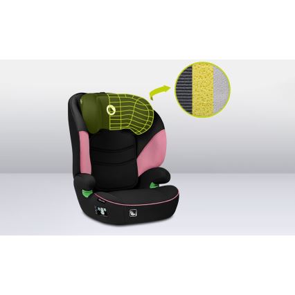 Lionelo - Kindersitz LARS i-Size für 100–150 cm, Schwarz/Rosa