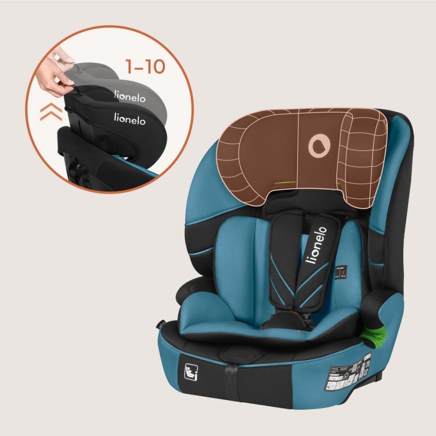 Lionelo - Kindersitz LEVI FIX i-Size 76-150 cm Kobaltblau