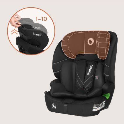 Lionelo - Kindersitz LEVI FIX i-Size 76-150 cm Schwarz Carbon