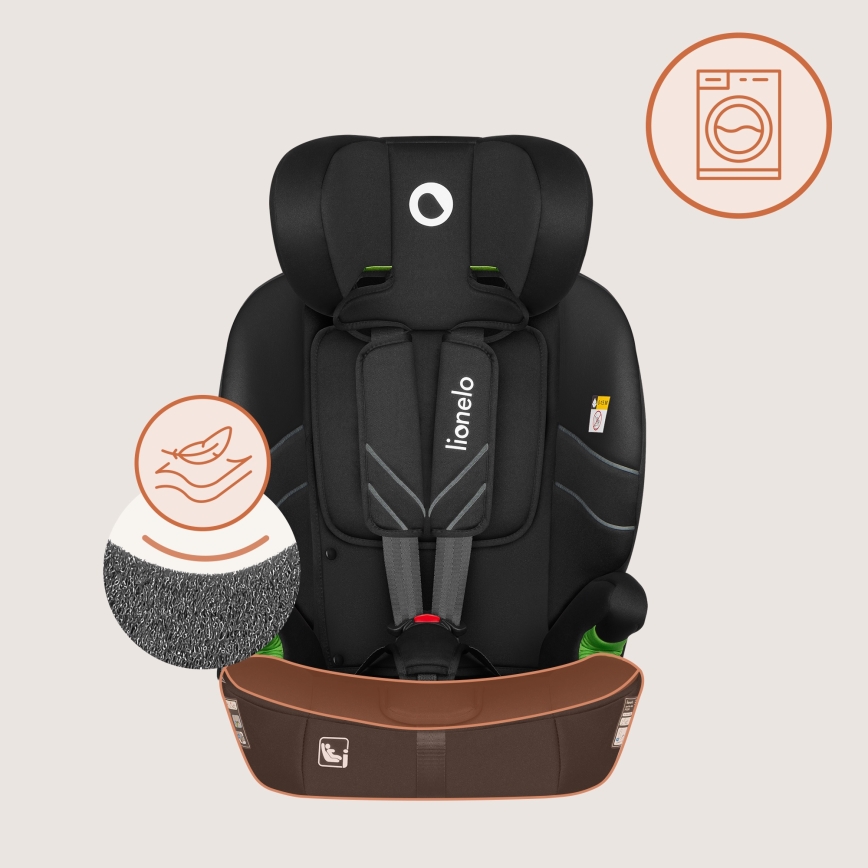 Lionelo - Kindersitz LEVI FIX i-Size 76-150 cm Schwarz Carbon