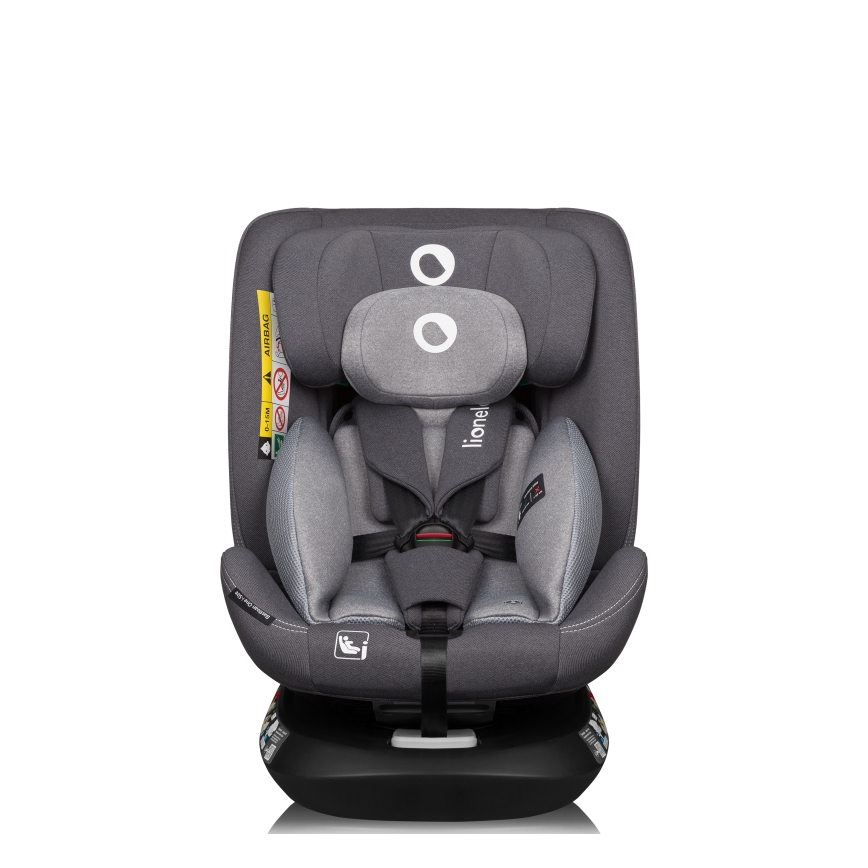 Lionelo - Drehbarer Kindersitz mit Basis BASTIAAN ONE i-Size 40-150 cm Steingrau