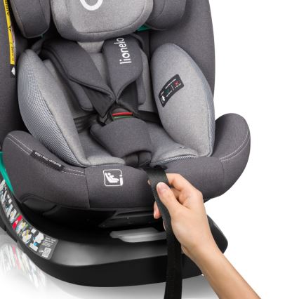 Lionelo - Drehbarer Kindersitz mit Basis BASTIAAN ONE i-Size 40-150 cm Steingrau
