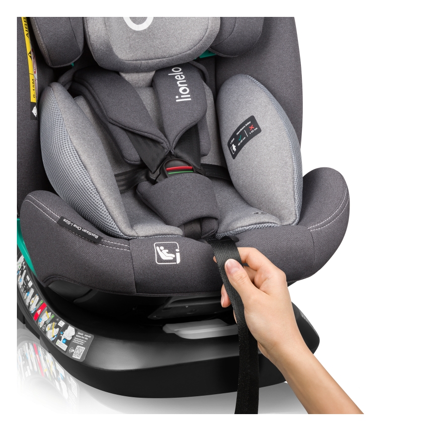 Lionelo - Drehbarer Kindersitz mit Basis BASTIAAN ONE i-Size 40-150 cm Steingrau