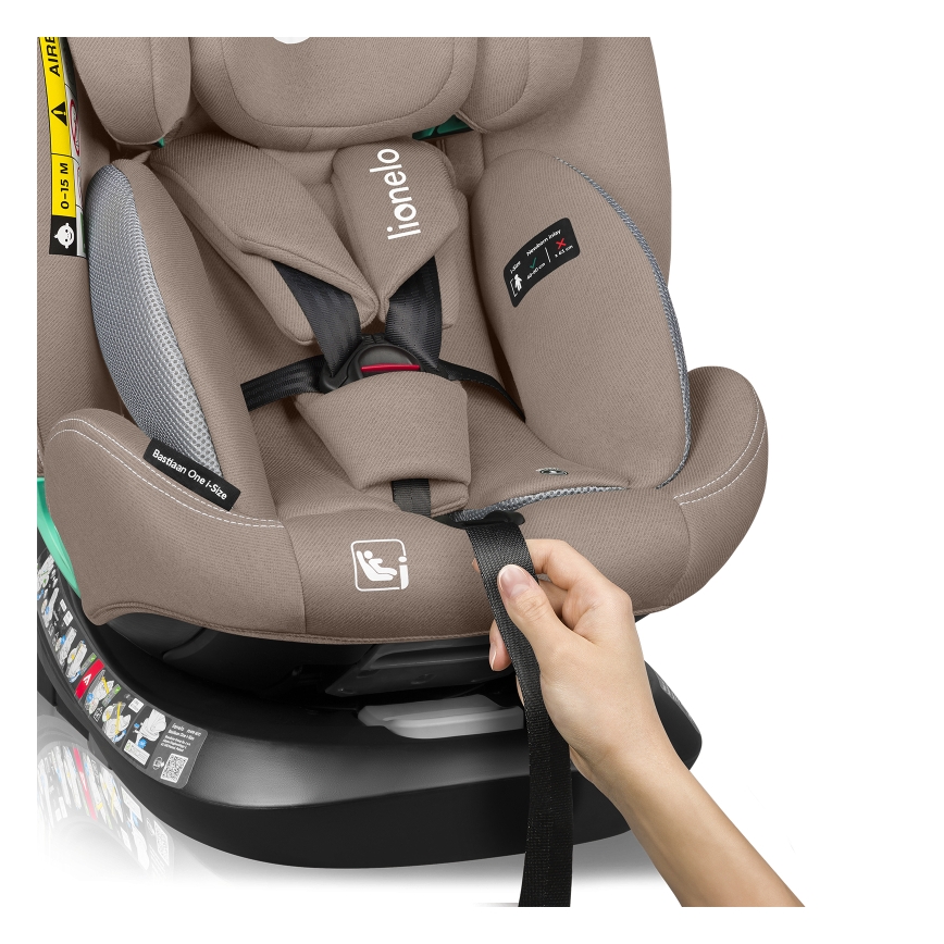 Lionelo - Drehbarer Kindersitz mit Basis BASTIAAN ONE i-Size 40-150 cm Sandbeige