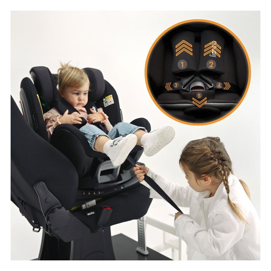 Lionelo - Autokindersitz mit drehbarer Basis ANTOON PLUS i-Size 40-105 cm Black Onyx