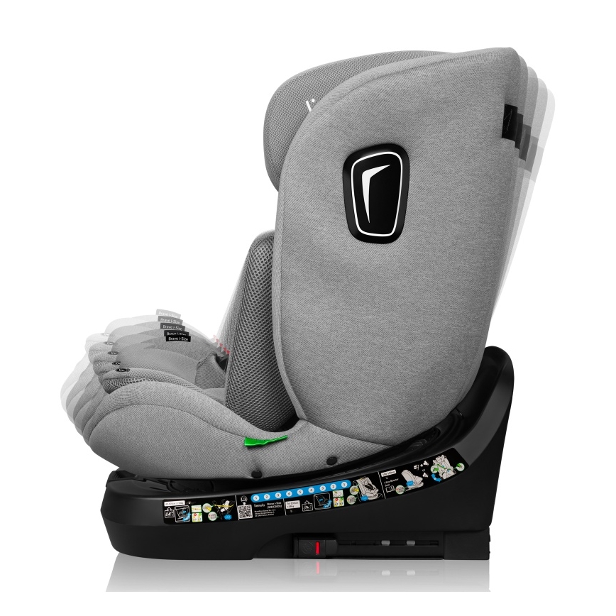 Lionelo - Kindersitz mit drehbarer Basis BRAVE i-Size 40-150 cm Grey Stone