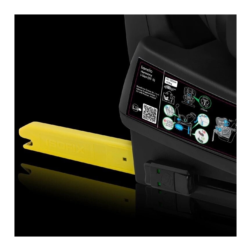 Lionelo - Kindersitz mit drehbarer Basis HARMONY i-Size 40-150 cm schwarz