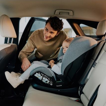 Lionelo - Kindersitz mit drehbarer Basis LAVENDER i-Size 76-150 cm Steingrau