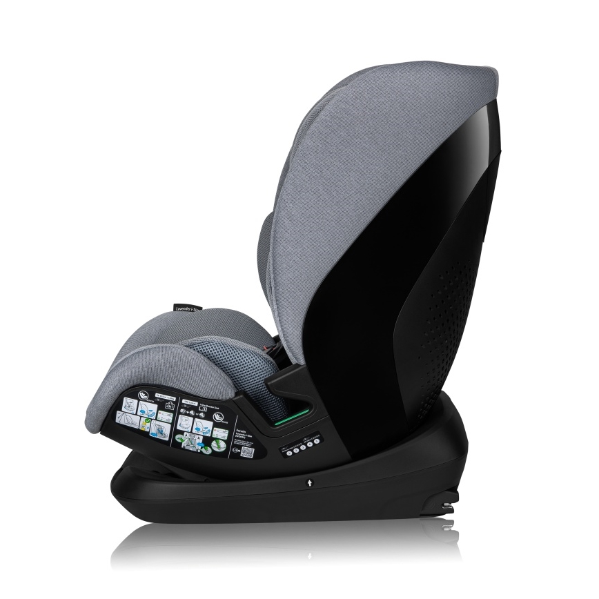 Lionelo - Kindersitz mit drehbarer Basis LAVENDER i-Size 76-150 cm Steingrau