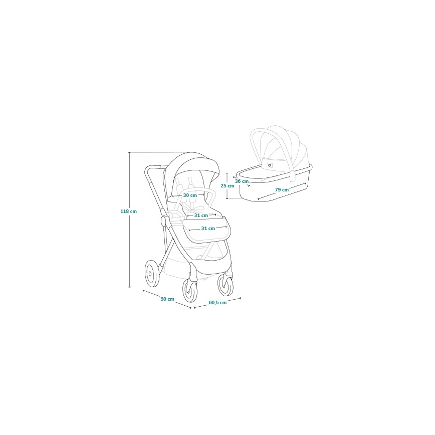 Lionelo - Kombi-Kinderwagen 2-in-1 AMBER PLUS Green Forest