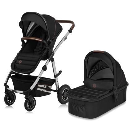 Lionelo - Kombi-Kinderwagen 2-in-1 AMBER Schwarz/Silber