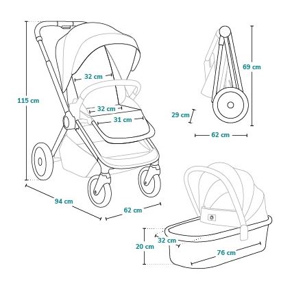 Lionelo - Kombi-Kinderwagen 2-in-1 LAYLA Grey Stone