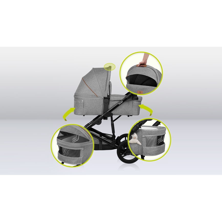 Lionelo - Kombi-Kinderwagen 2-in-1 MARI TOUR Grey Stone