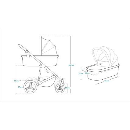 Lionelo - Kombi-Kinderwagen 2-in-1 MARI TOUR Grey Stone