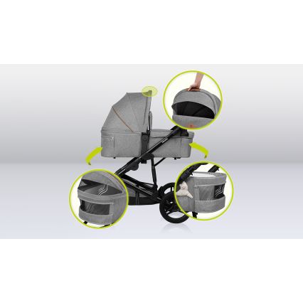 Lionelo - Kombi-Kinderwagen 2-in-1 MARI TOUR Steingrau